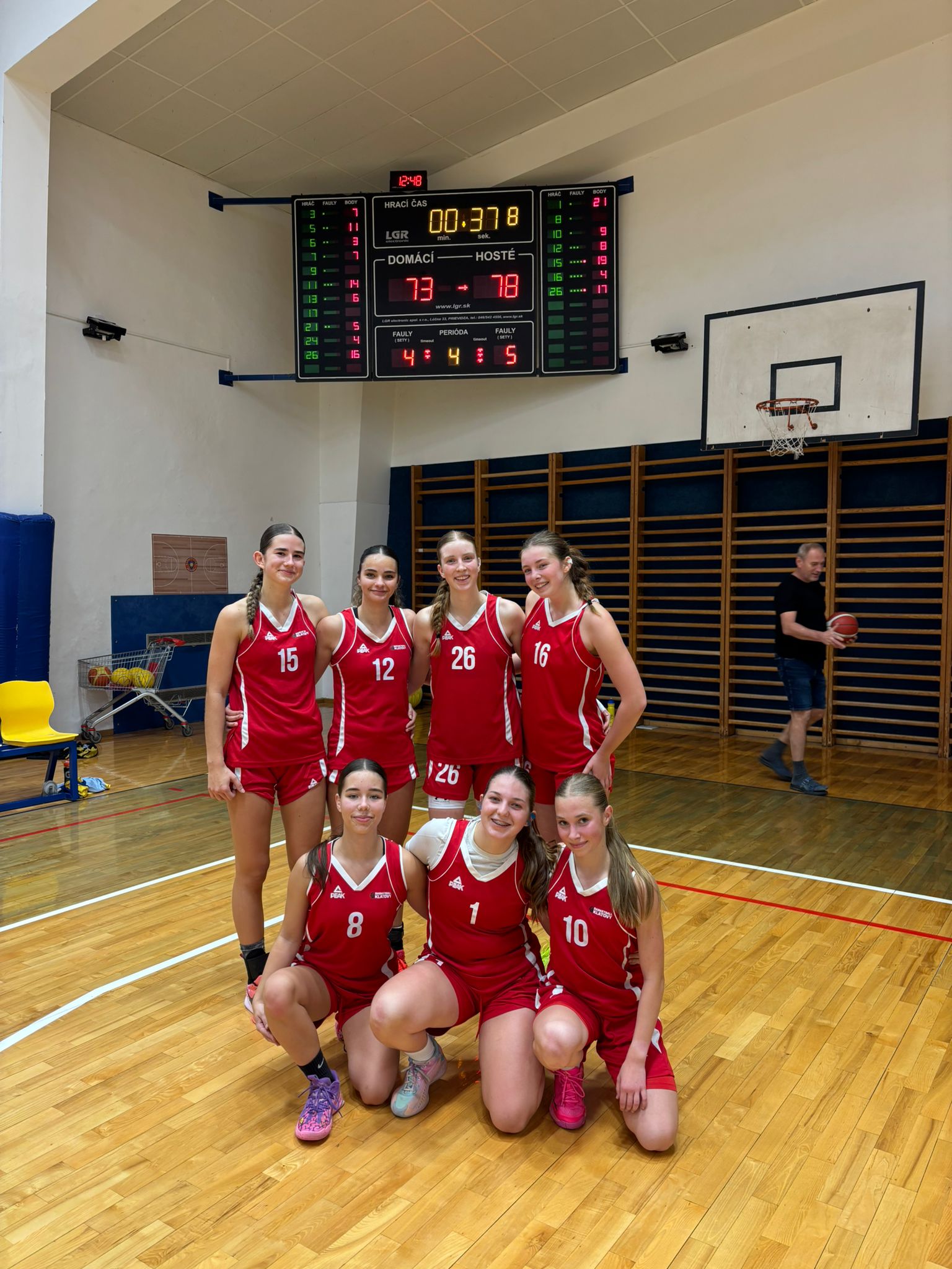 Sedm statečných klatovských juniorek po zápase v Benešově